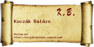 Koczák Balázs névjegykártya